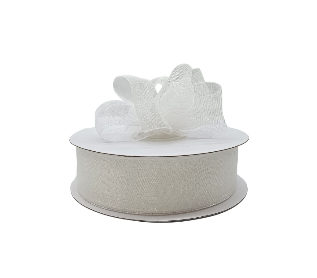 WHITE PREMIUM ORGANZA RIBBON (25MM | 45MTR)