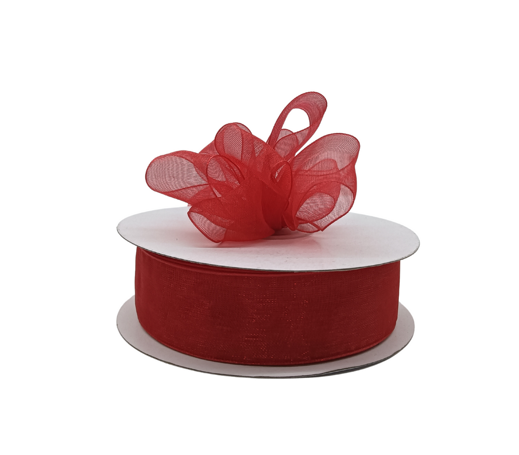 RED PREMIUM ORGANZA RIBBON (25MM | 45MTR)