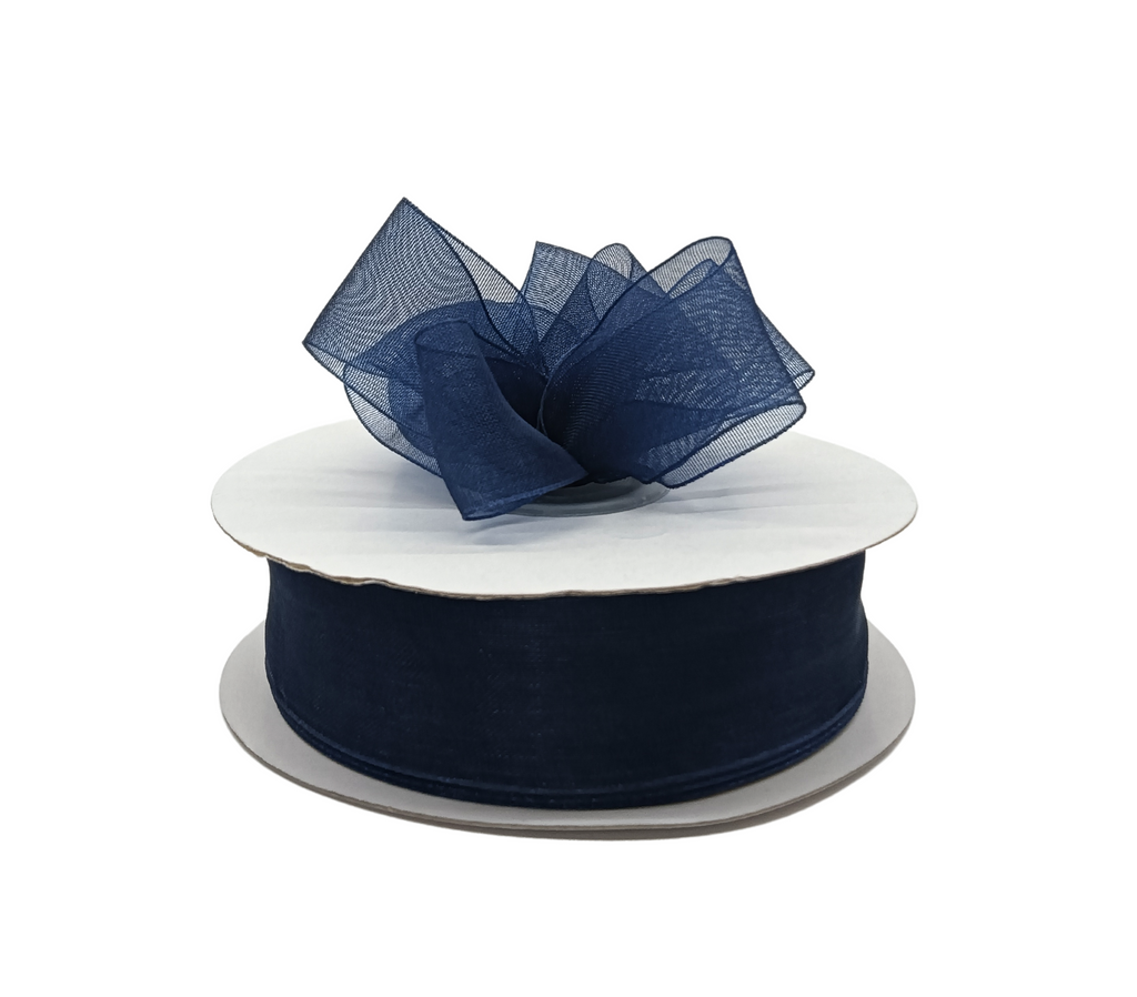 NAVY BLUE PREMIUM ORGANZA RIBBON (25MM | 45MTR)