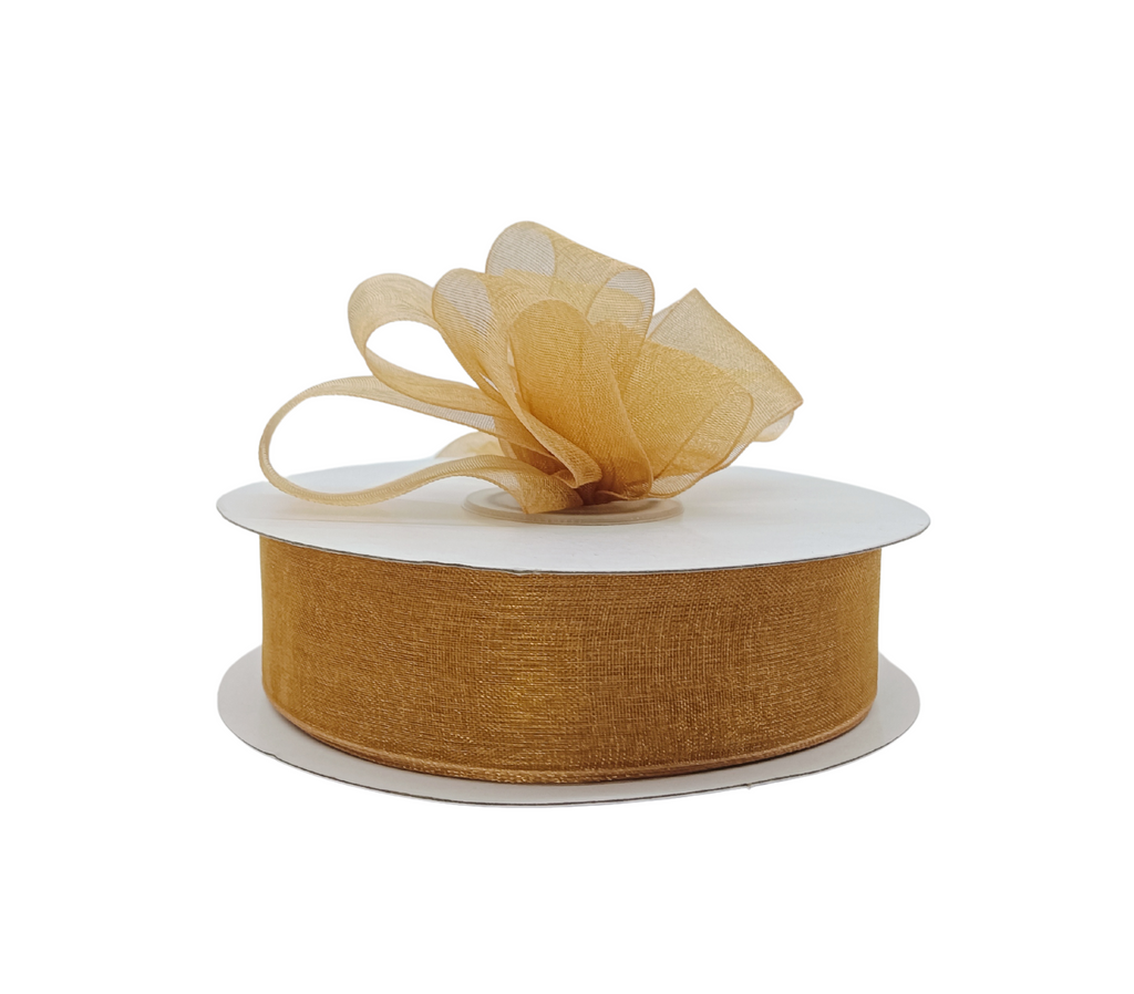 BRIGHT GOLD PREMIUM ORGANZA RIBBON (25MM | 45MTR)