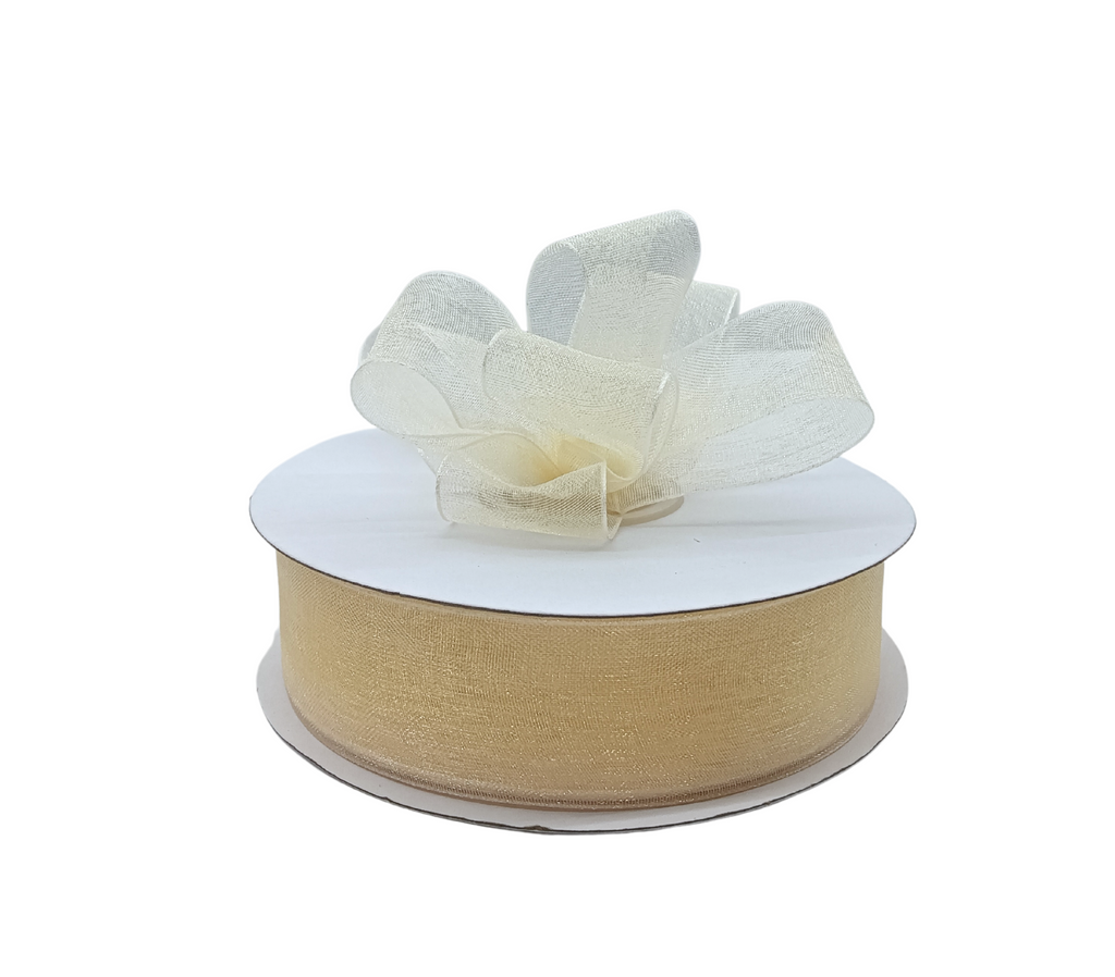 CREAM PREMIUM ORGANZA RIBBON (25MM | 45MTR)