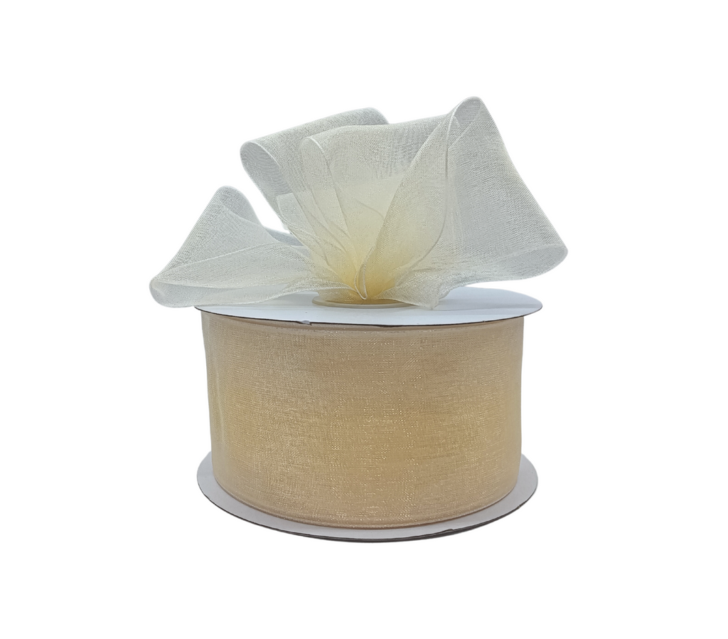 CREAM PREMIUM ORGANZA RIBBON (50MM | 45MTR)