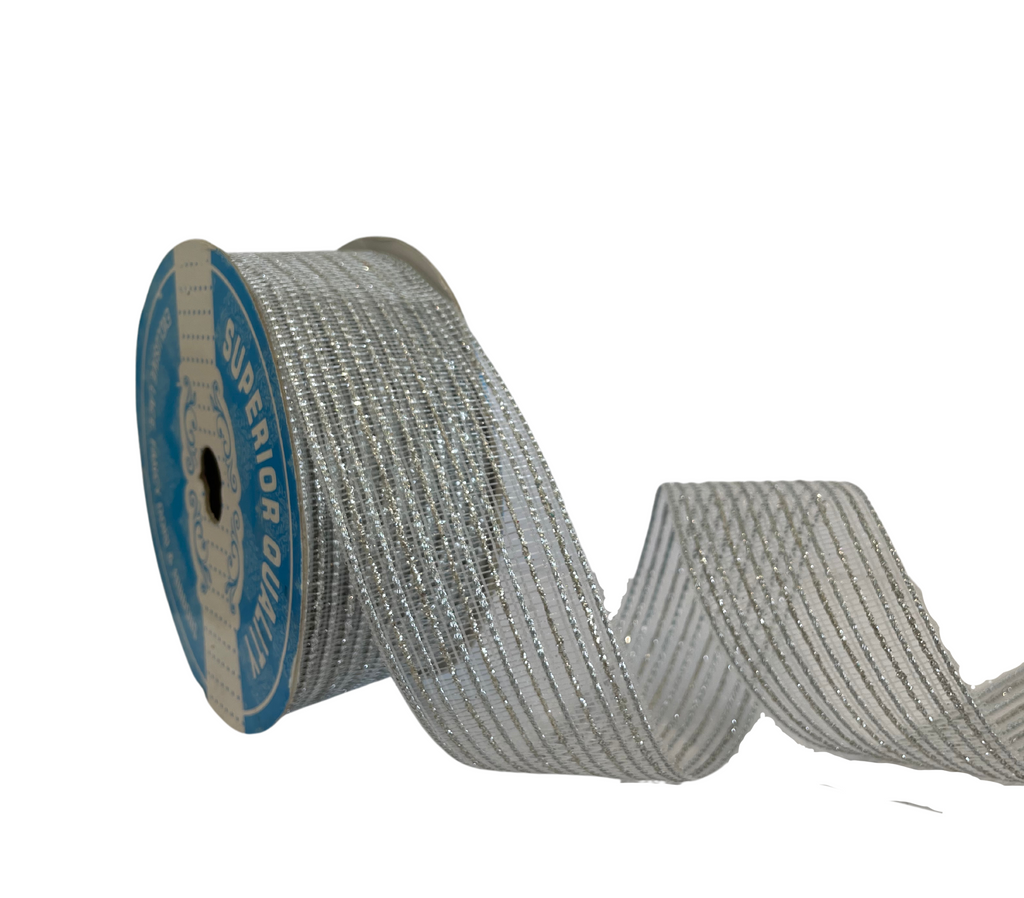 SILVER ATHENA STRIPES RIBBON (38MM | 9MTR)