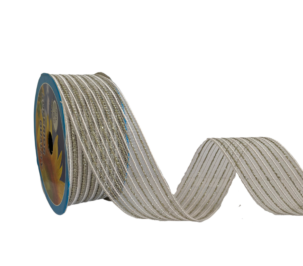 WHITE ATHENA STRIPES RIBBON (38MM | 9MTR)