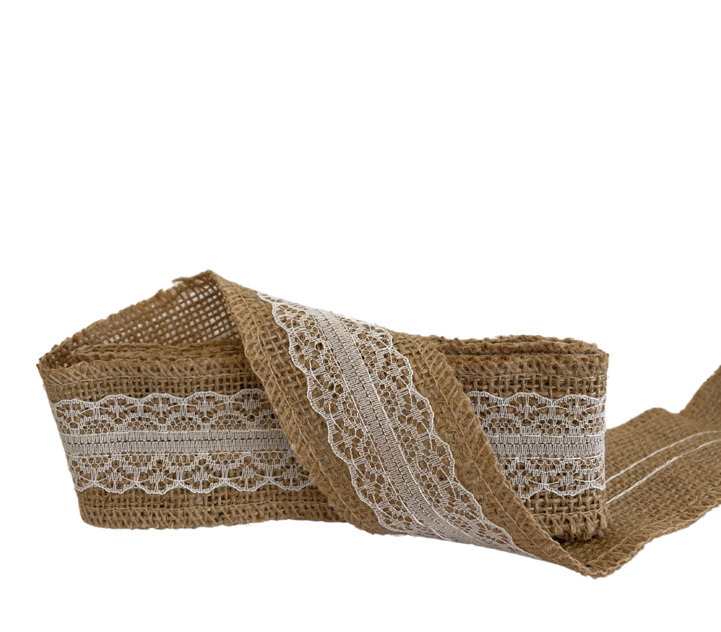 NATURAL JUTE REAL JUTE LACE RIBBON (50MM | 2MTR)