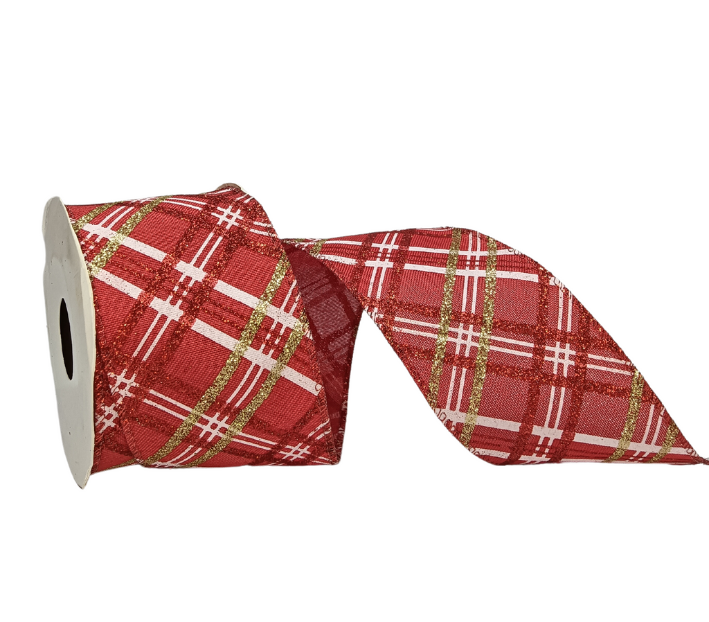 RED CHECKS WIRED CHRISTMAS RIBBON (62MM | 4.5MTR)