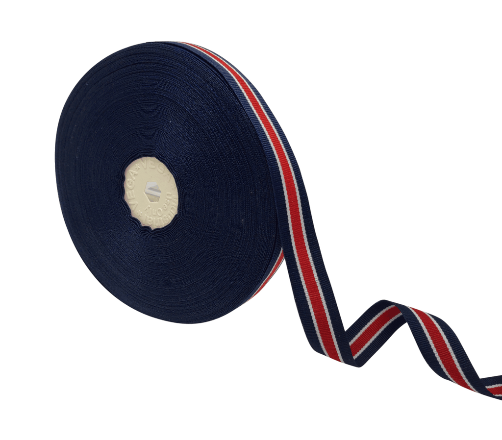 NAVY & RED STRIPES RIBBON (15 MM)