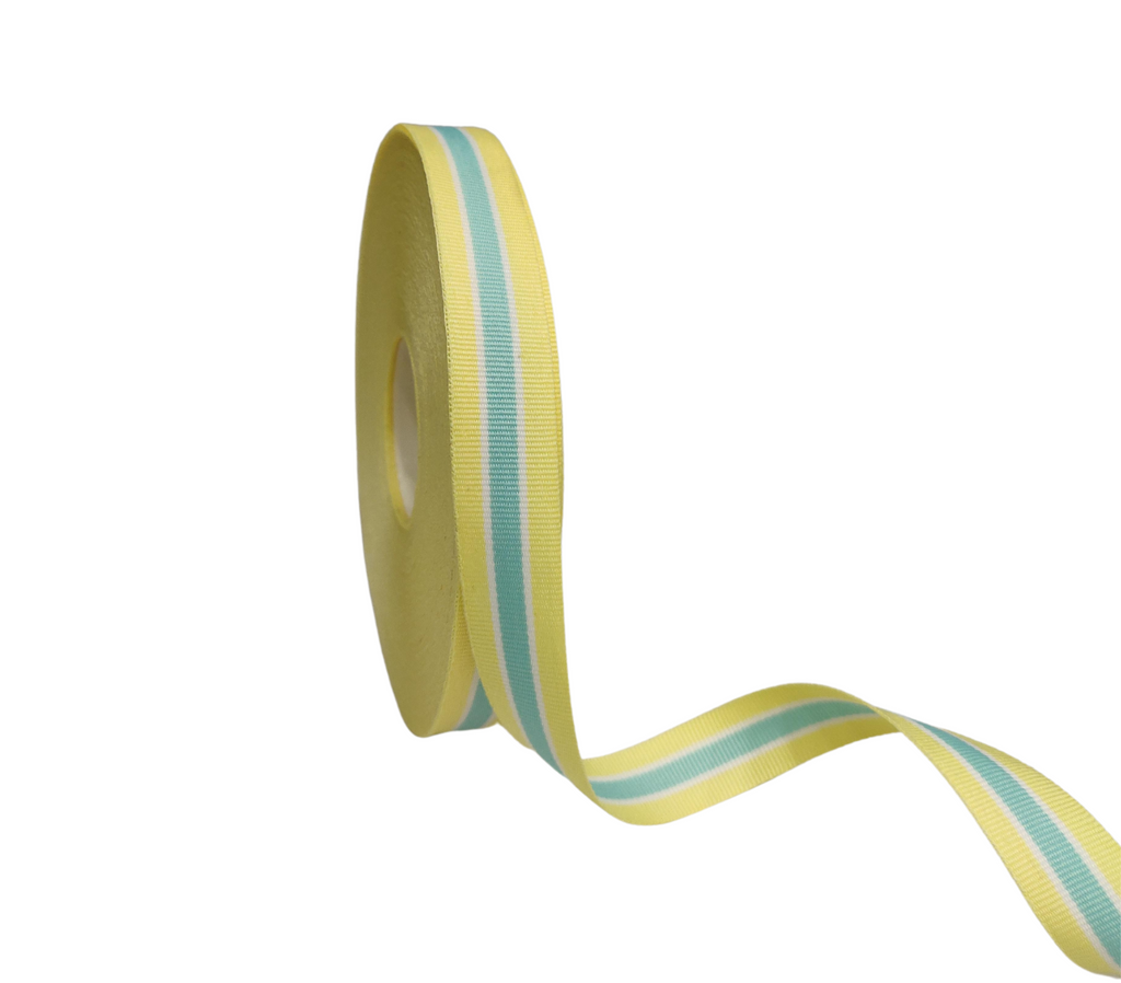 LEMON & AQUA STRIPES RIBBON (15 MM)