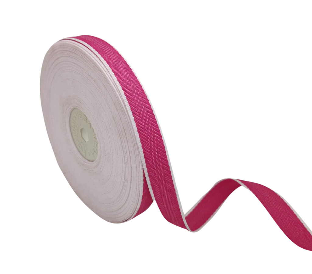 RANI PINK WITH WHITE EDGES RIBBON (15 MM)