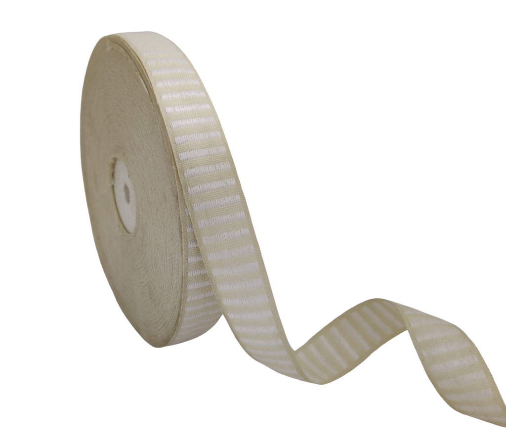 CREAM WITH OFF-WHITE STRIPES RIBBON (20 MM)