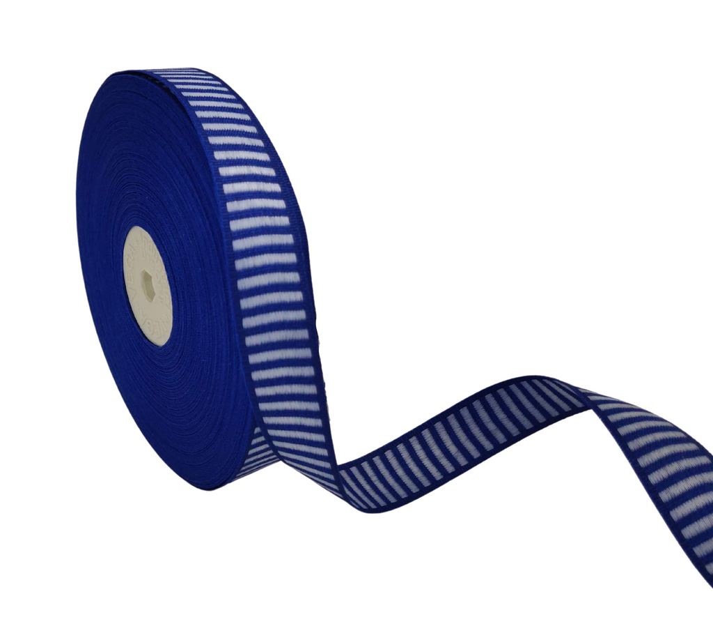 ROYAL BLUE WITH OFF-WHITE STRIPES RIBBON (20 MM)