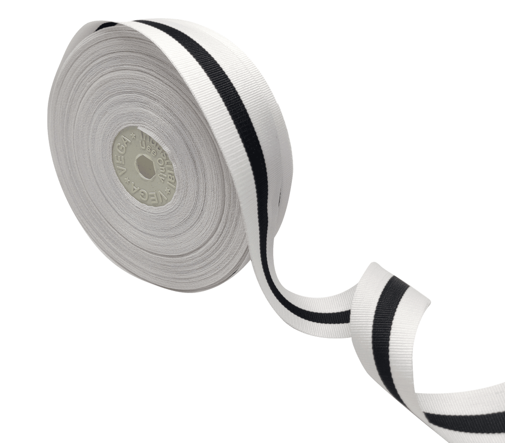 WHITE & BLACK STRIPES RIBBON (25 MM)