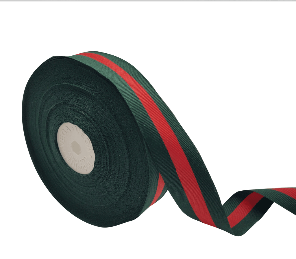 GREEN & RED STRIPES RIBBON (25 MM)