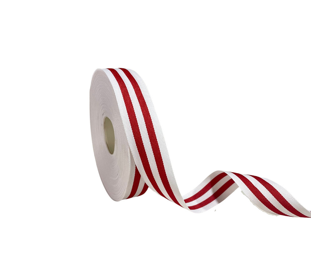 WHITE & RED STRIPES RIBBON (25 MM)