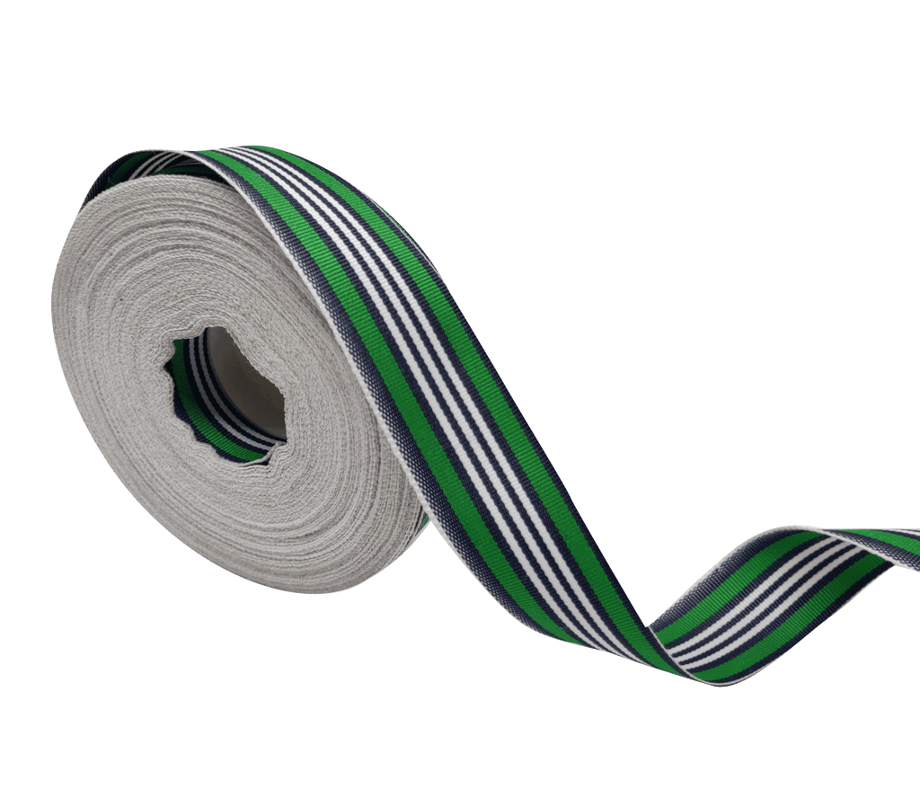 NAVY-GREEN-WHITE STRIPES RIBBON (25 MM)