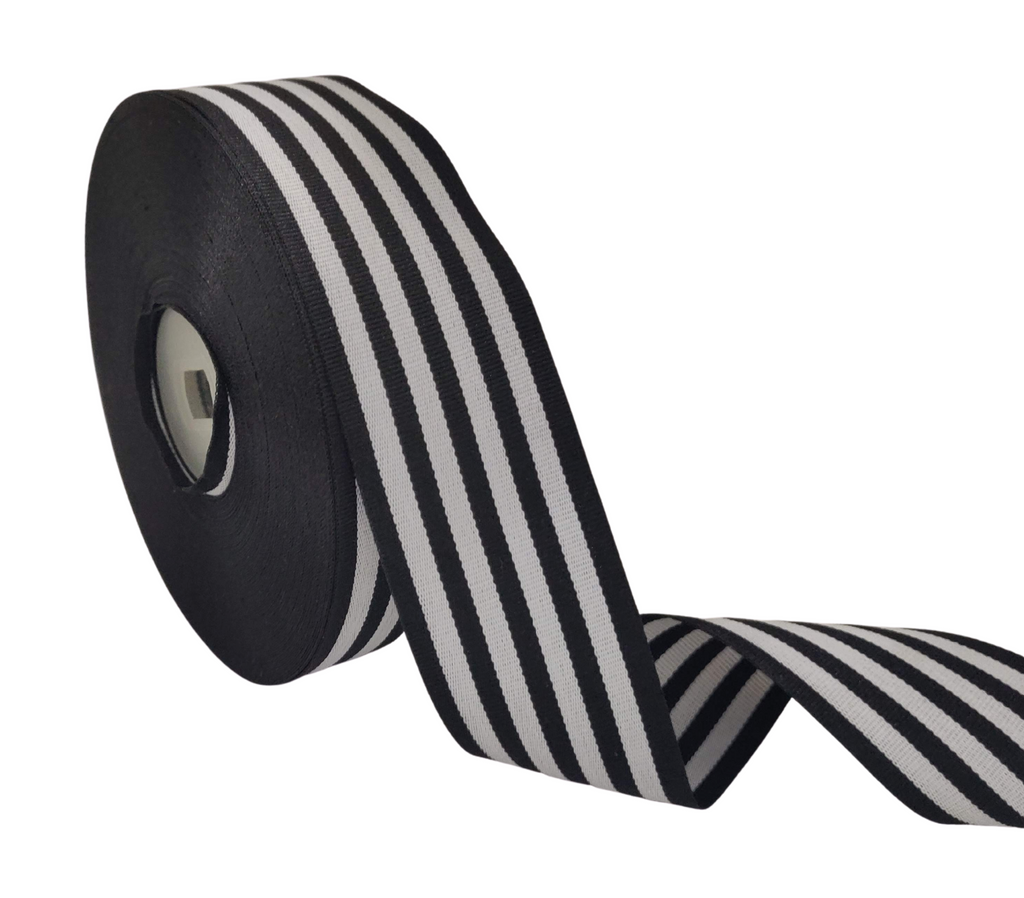 BLACK & WHITE STRIPES RIBBON (38 MM)