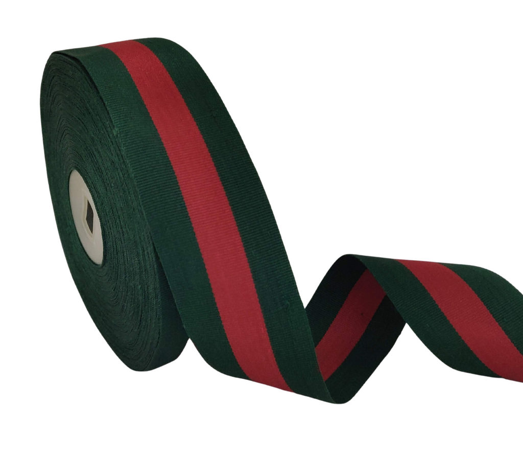 GREEN & RED STRIPES RIBBON (38 MM)