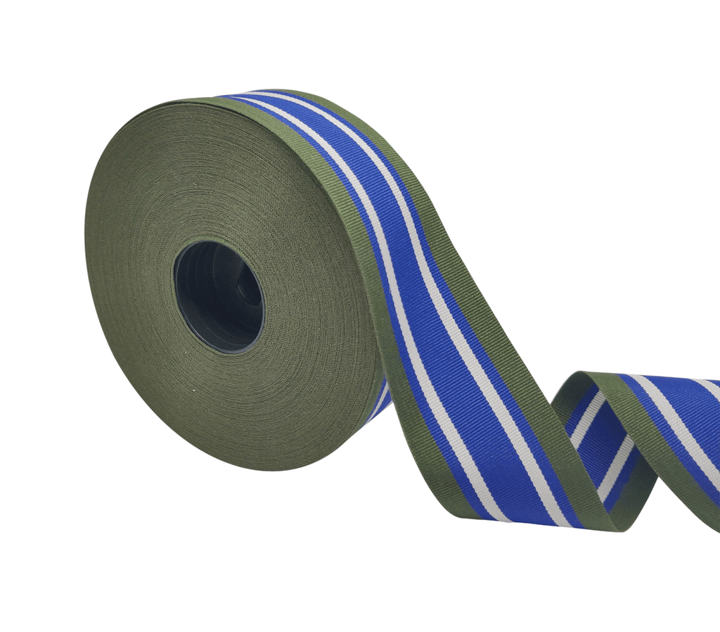 GREEN-BLUE-WHITE STRIPES RIBBON (38 MM)