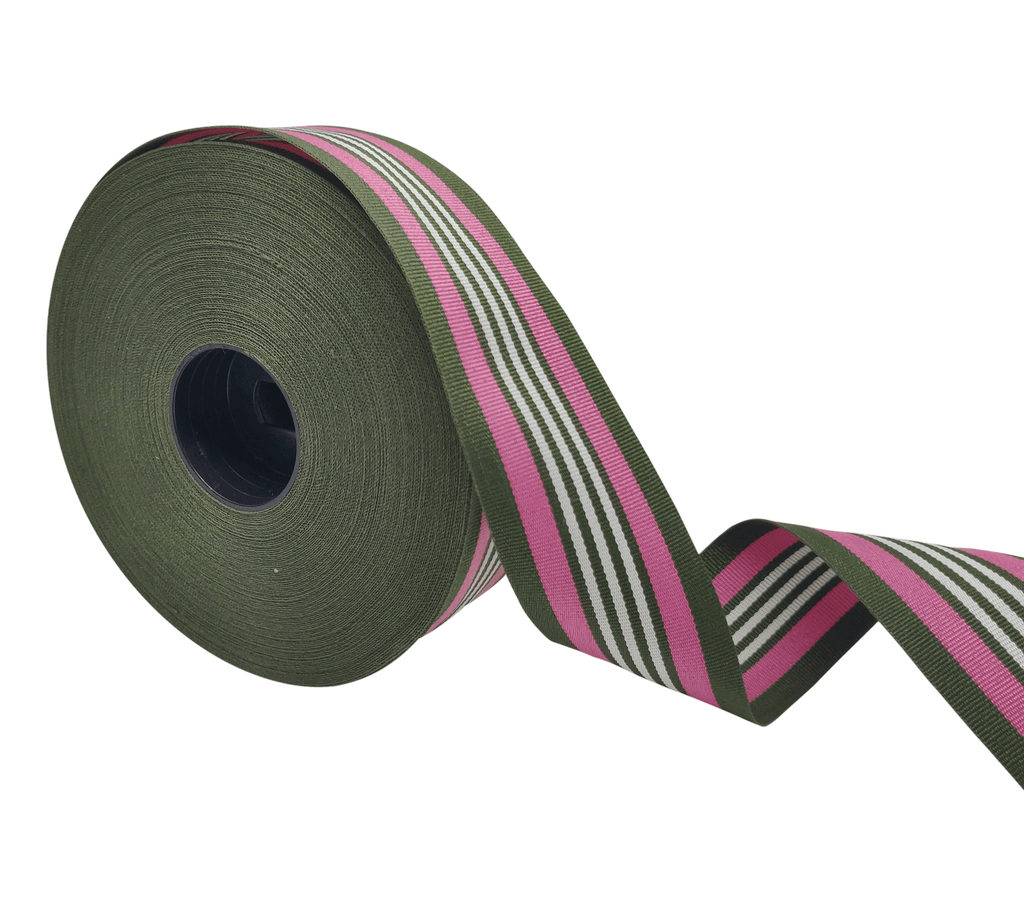 GREEN-PINK-WHITE STRIPES RIBBON (38 MM)