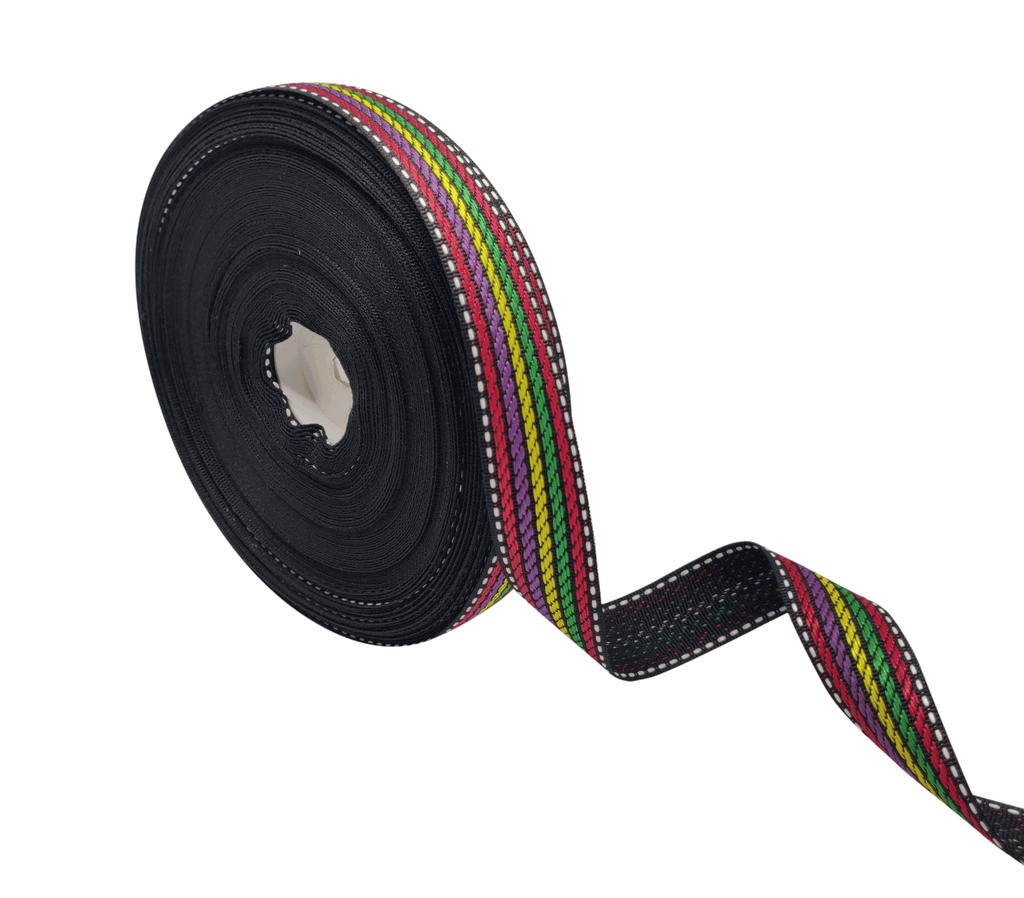 MULTI-COLOUR STRIPES WITH STICHING RIBBON (25 MM)