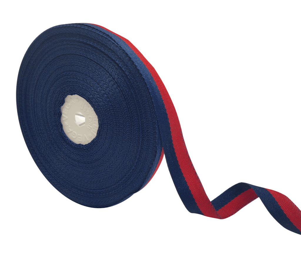 NAVY BLUE & RED STRIPES RIBBON (15 MM)