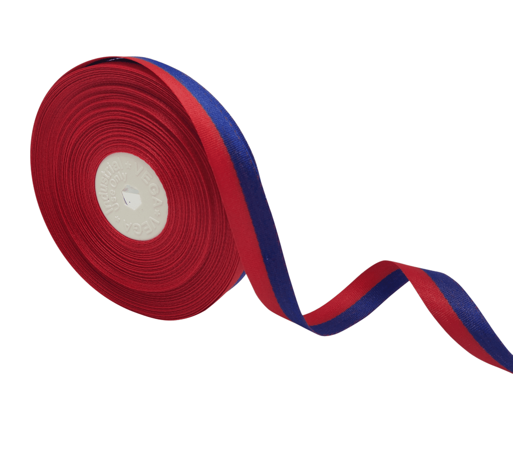 RED & ROYAL BLUE STRIPES RIBBON (15 MM)