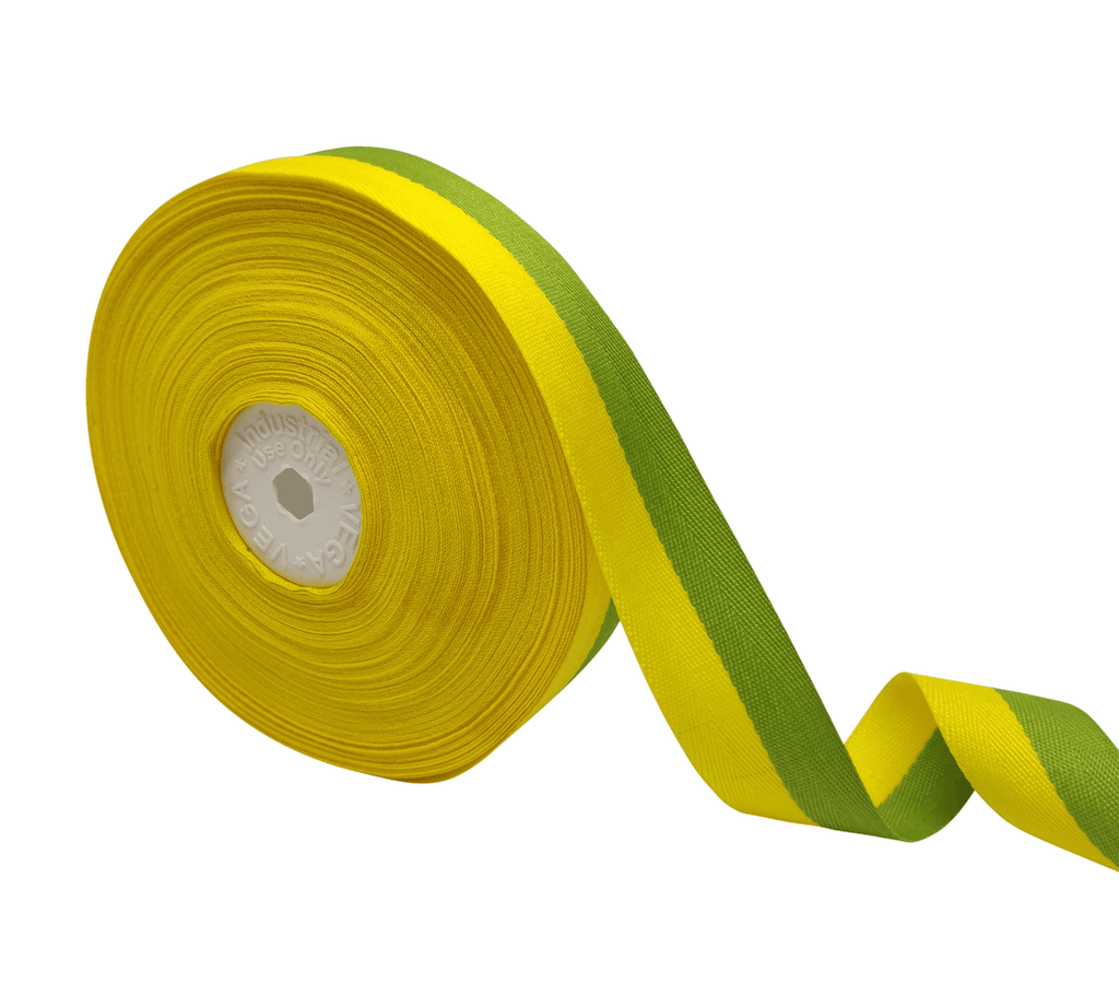 YELLOW & LEAF GREEN STRIPES RIBBON (25 MM)