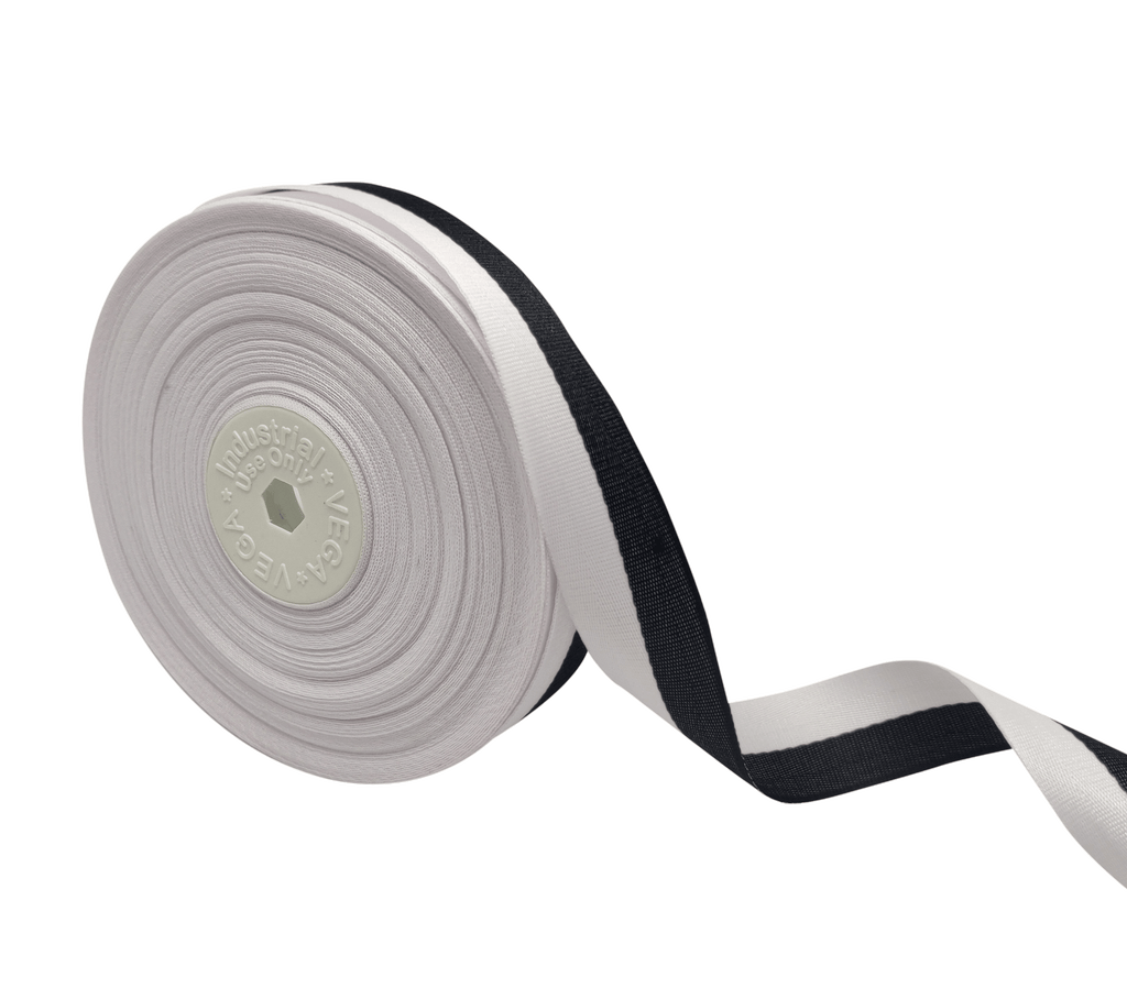 WHITE & BLACK STRIPES RIBBON (25 MM)