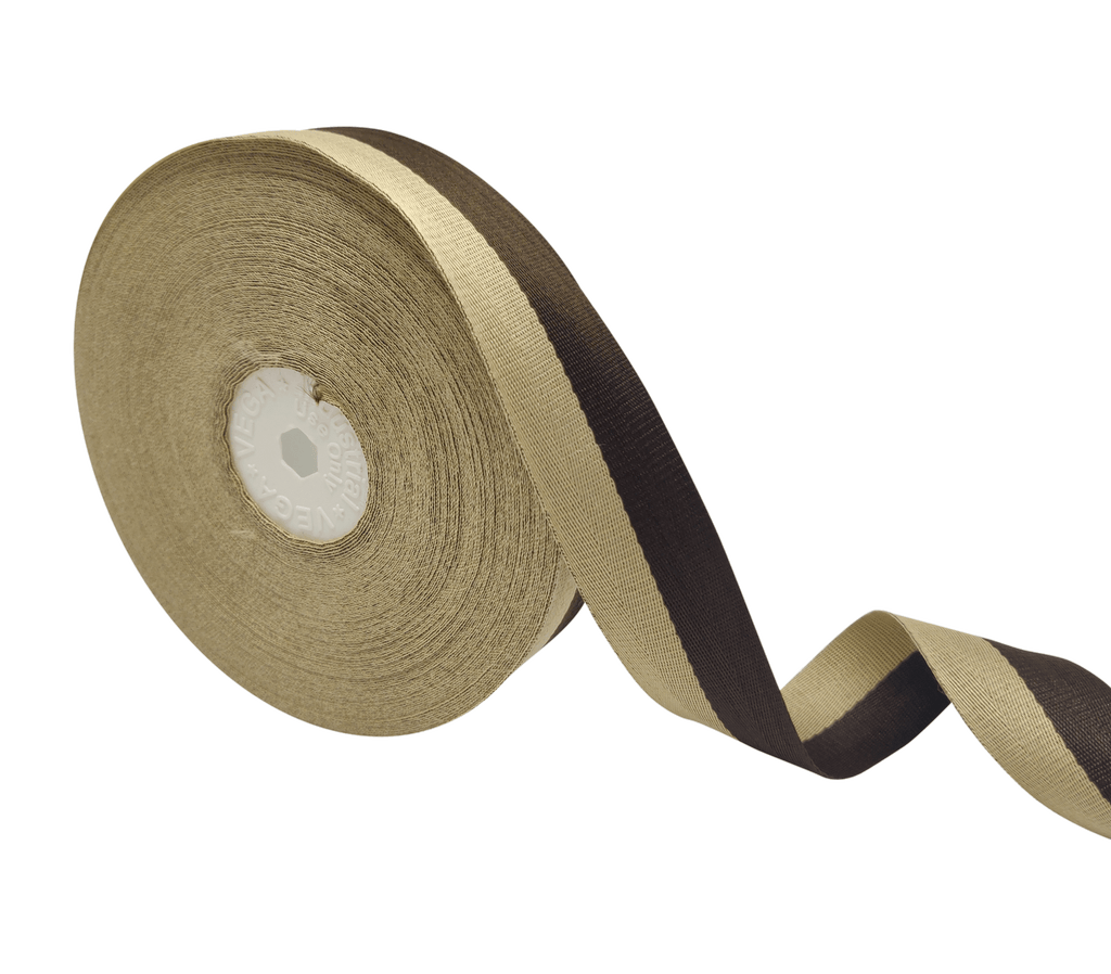 BEIGE & COFFEE BROWN STRIPES RIBBON (25 MM)