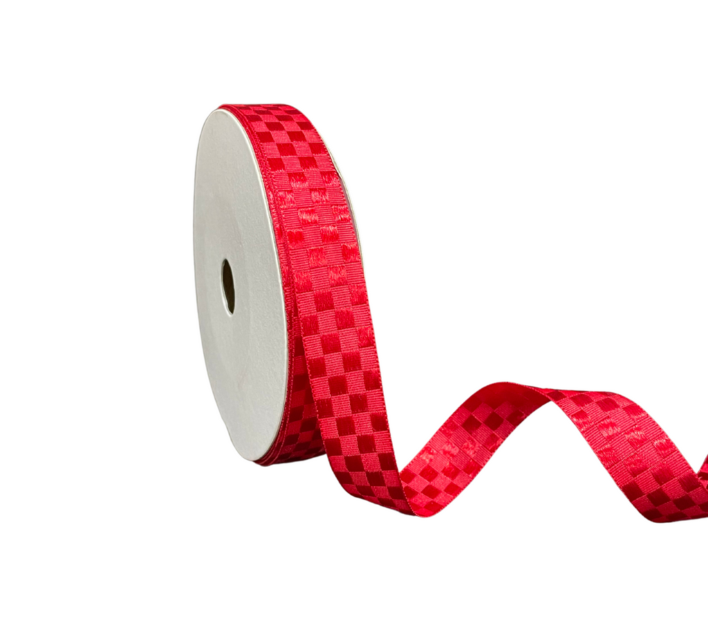 RED SATIN CHECKSRIBBON (18 MM)