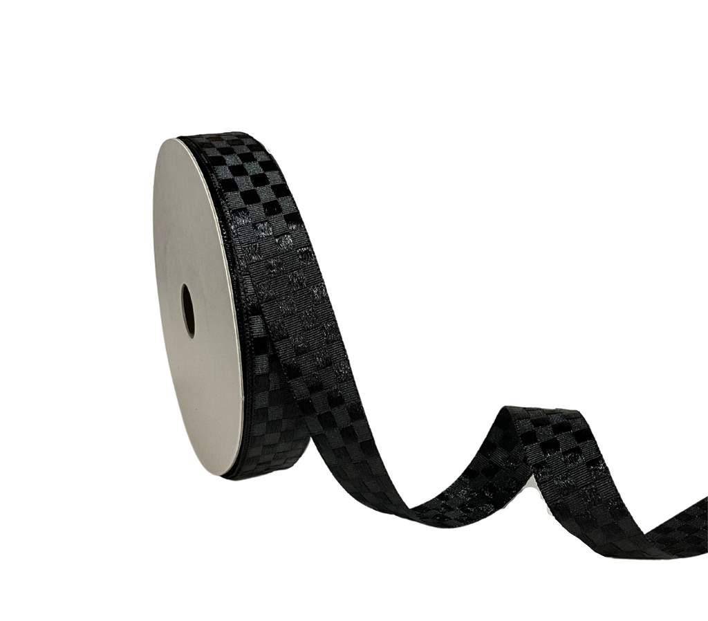 BLACK SATIN CHECKSRIBBON (18 MM)