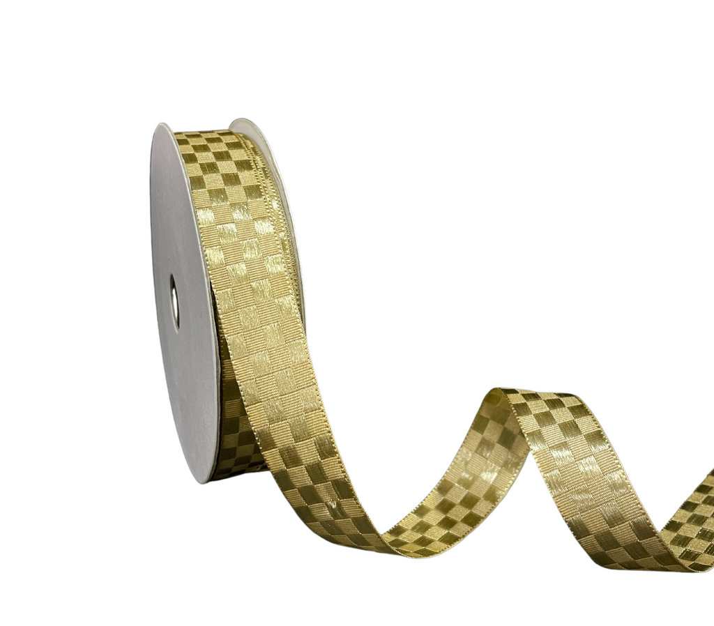 GOLD SATIN CHECKSRIBBON (18 MM)