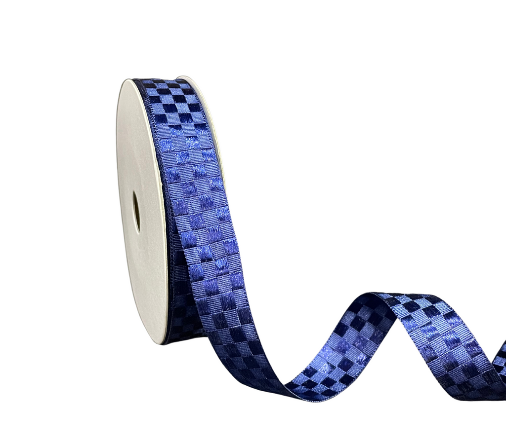 BLUE SATIN CHECKSRIBBON (18 MM)