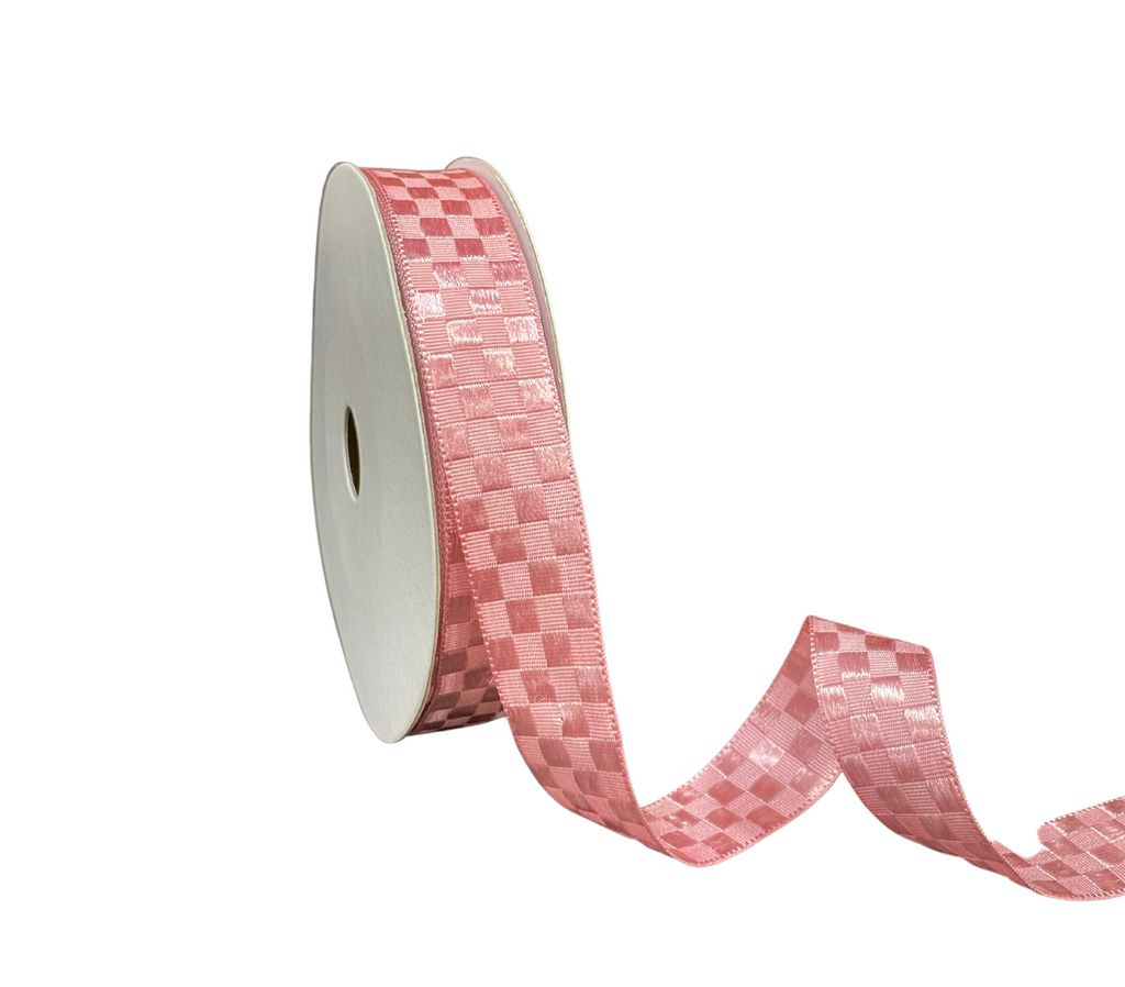 BRITISH ROSE SATIN CHECKSRIBBON (18 MM)