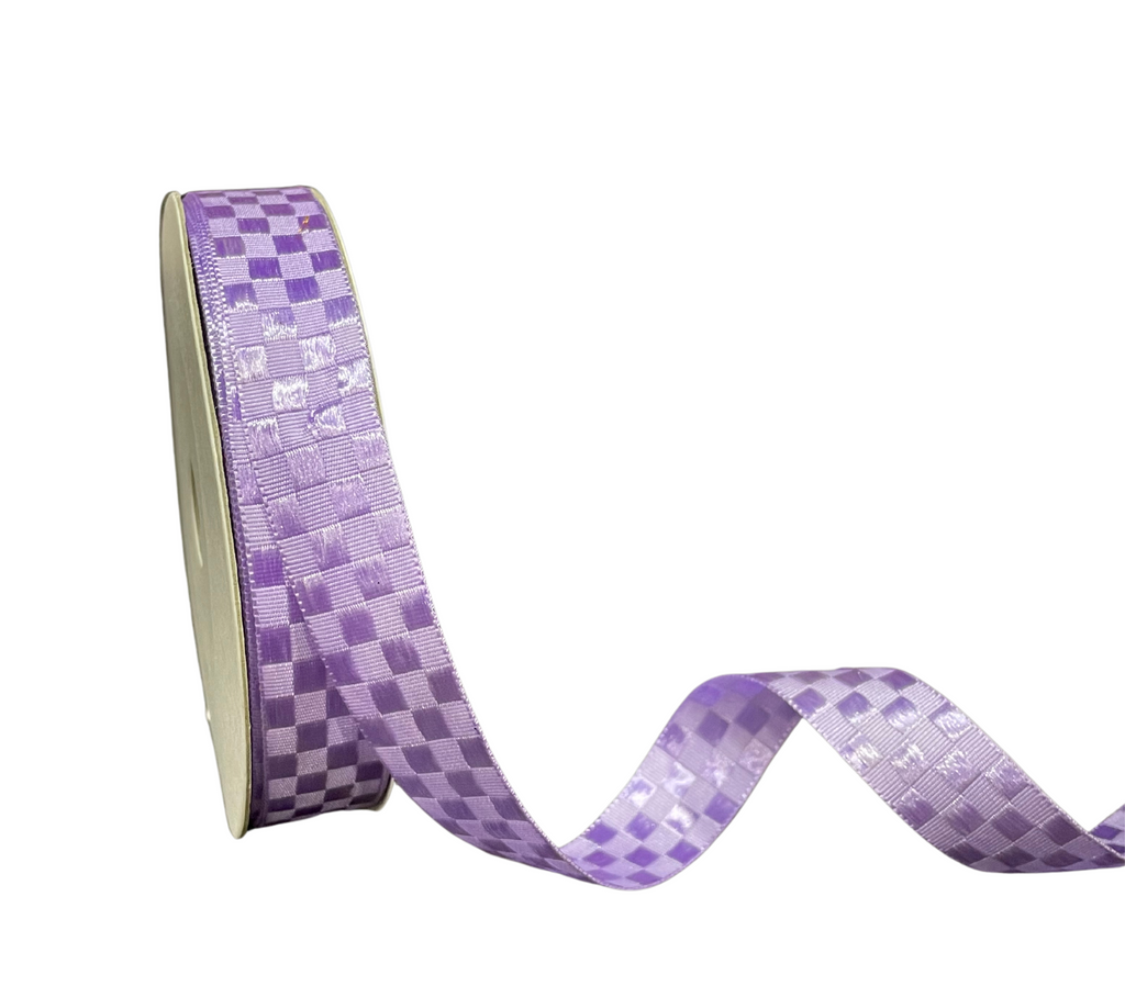 LAVENDER SATIN CHECKSRIBBON (18 MM)