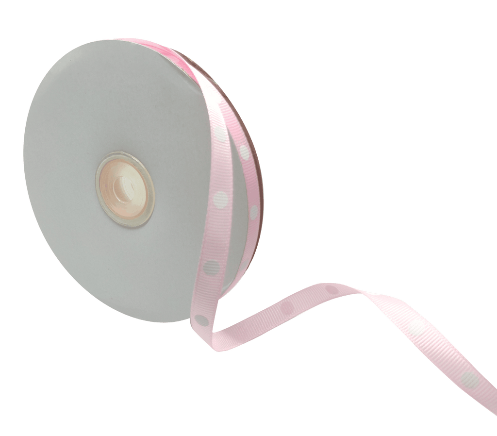 PALE PINK WITH WHITE ARIA DOTS RIBBON (10MM | 45MTR)