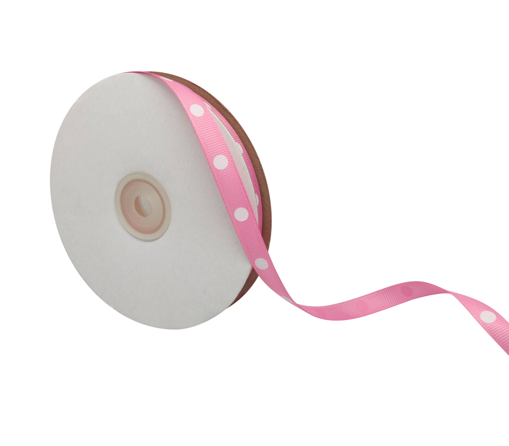 LIGHT PINK WITH WHITE ARIA DOTS RIBBON (10MM | 45MTR)