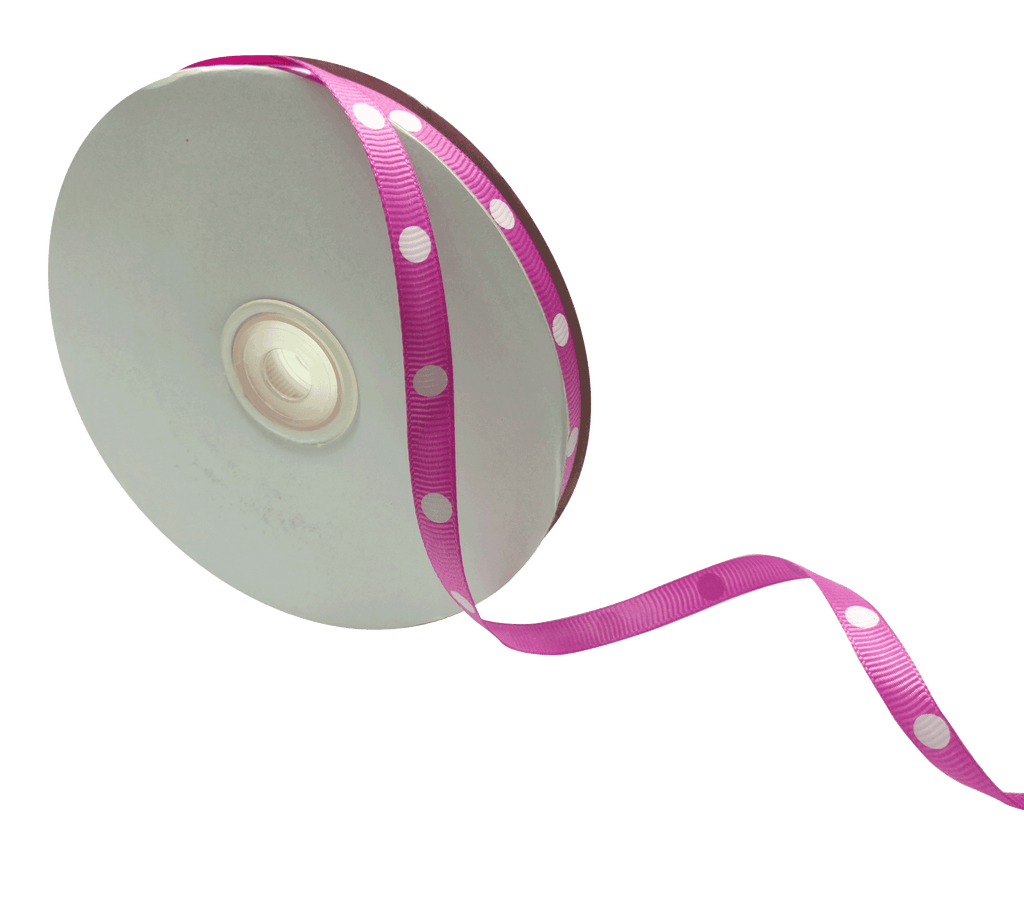 ORCHID PINK WITH WHITE ARIA DOTS RIBBON (10MM | 45MTR)