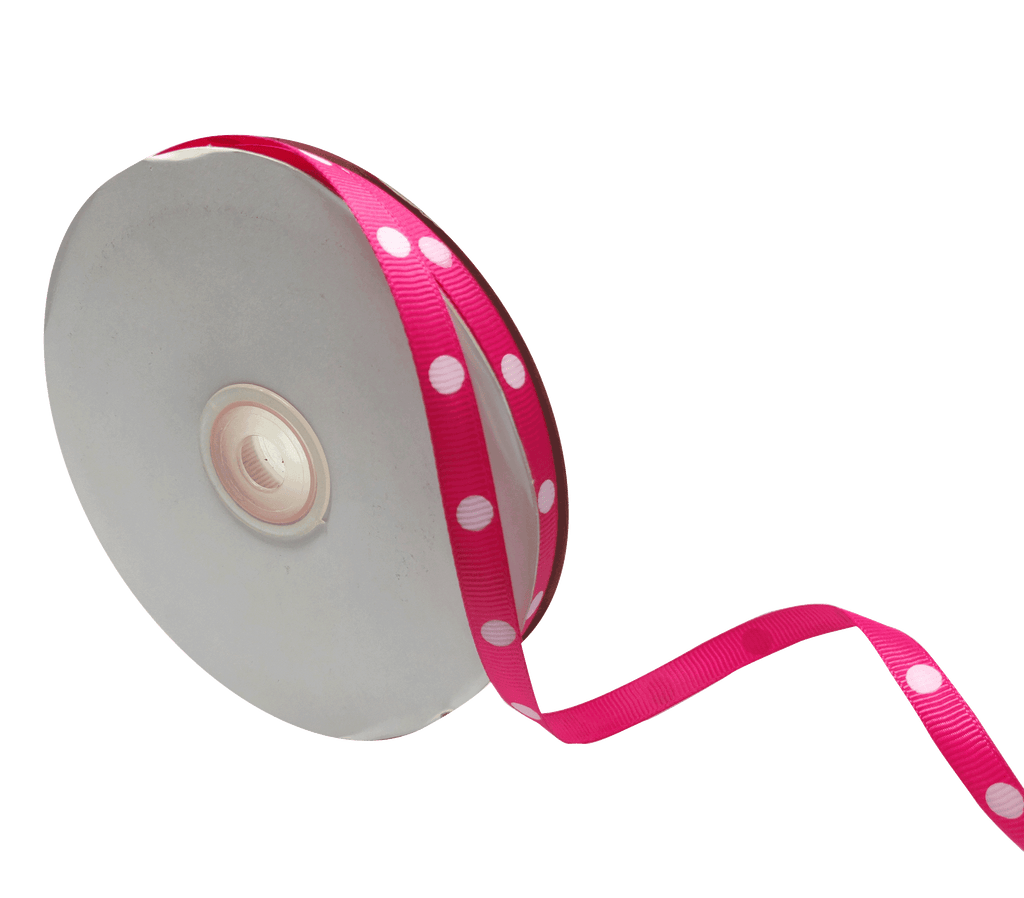 MAGENTA WITH WHITE ARIA DOTS RIBBON (10MM | 45MTR)