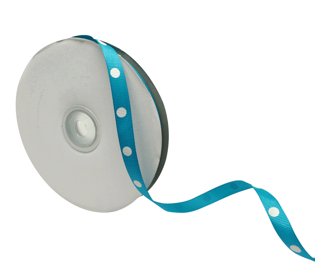 SKY BLUE WITH WHITE ARIA DOTS RIBBON (10MM | 45MTR)