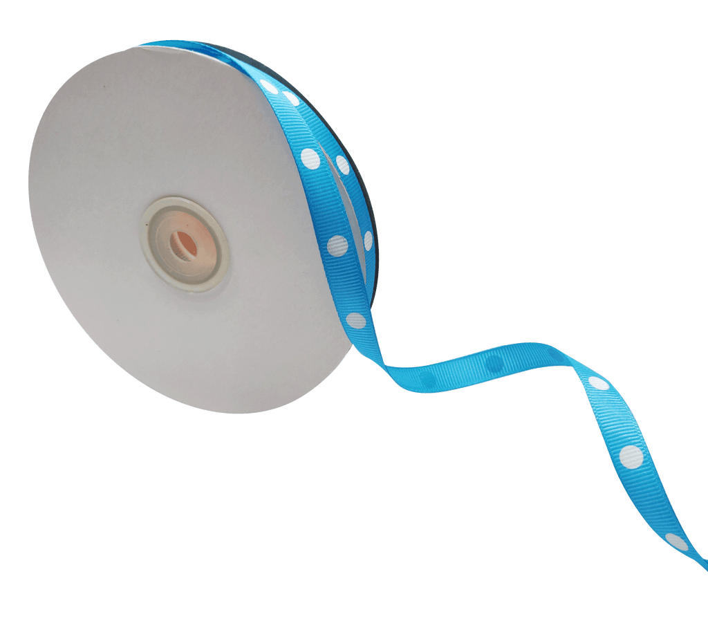 SKY BLUE WITH WHITE ARIA DOTS RIBBON (10MM | 45MTR)
