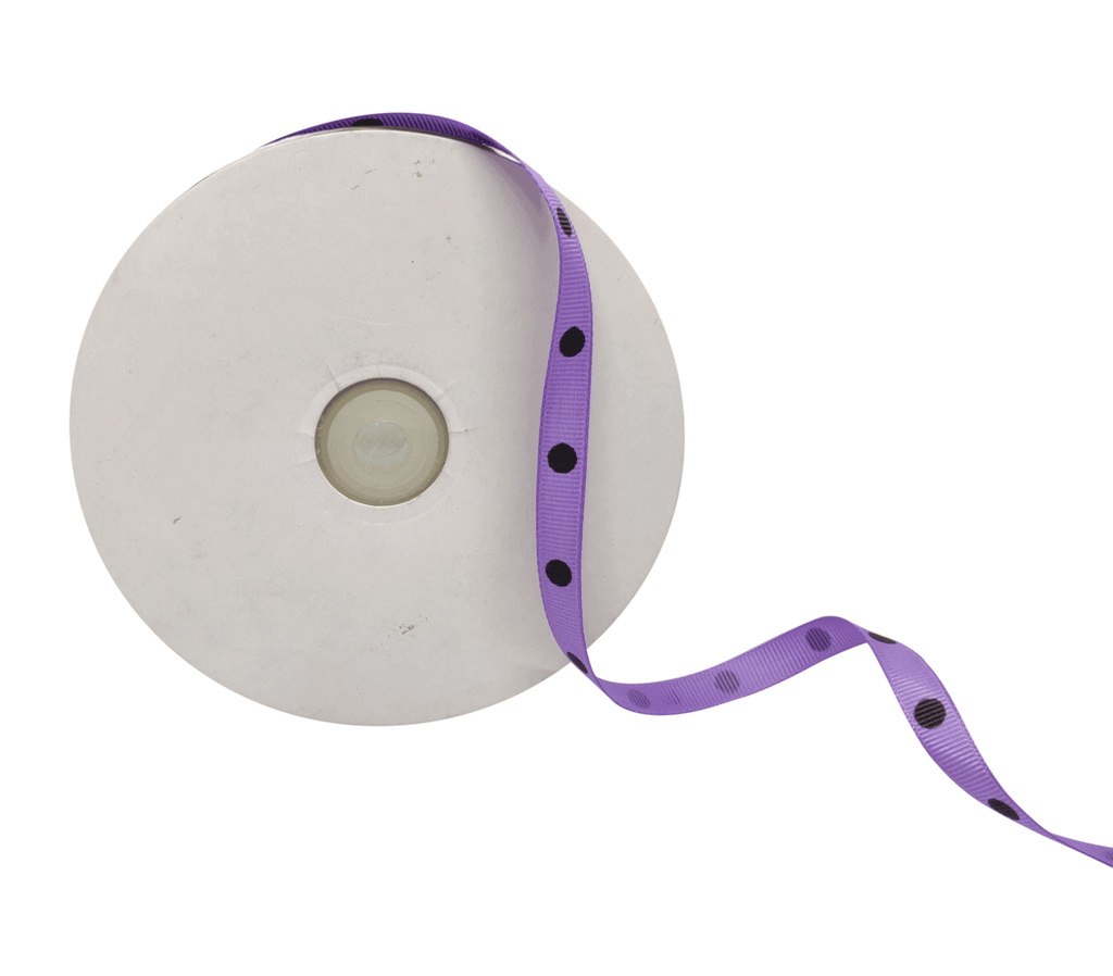 LAVENDER WITH BLACK ARIA DOTS RIBBON (10MM | 45MTR)