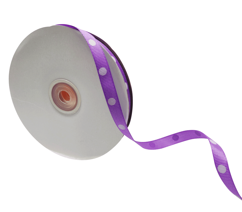 LAVENDER WITH WHITE ARIA DOTS RIBBON (10MM | 45MTR)