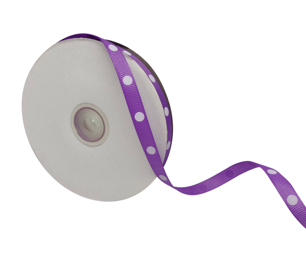 LIGHT PURPLE WITH WHITE ARIA DOTS RIBBON (10MM | 45MTR)