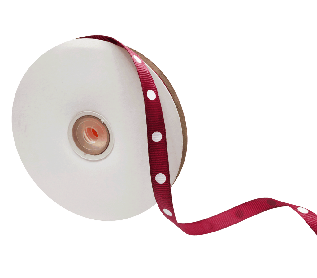 WINE WITH WHITE ARIA DOTS RIBBON (10MM | 45MTR)
