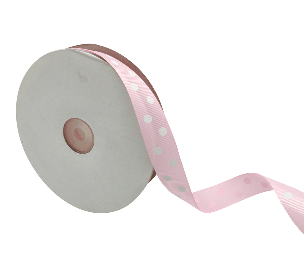 BABY PINK WITH WHITE ARIA DOTS RIBBON (20MM | 45MTR)