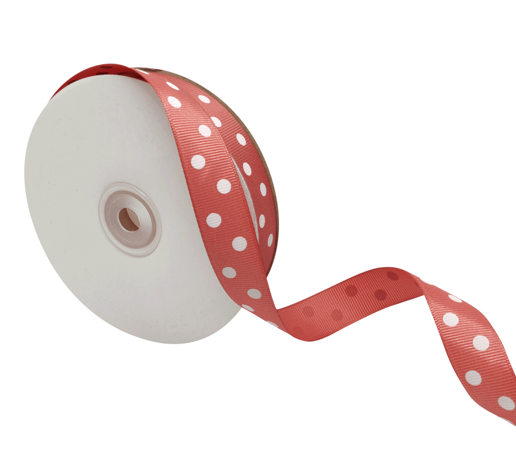 DUSTY ROSE WITH WHITE ARIA DOTS RIBBON (20MM | 45MTR)