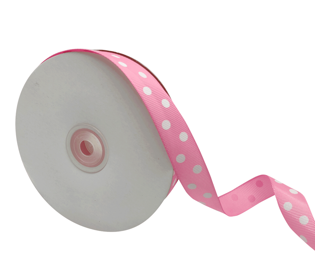 LIGHT PINK WITH WHITE ARIA DOTS RIBBON (20MM | 45MTR)