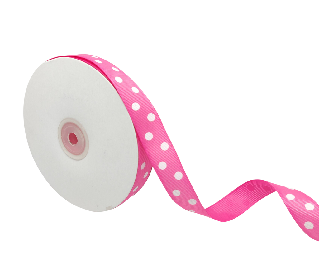 PINK WITH WHITE ARIA DOTS RIBBON (20MM | 45MTR)