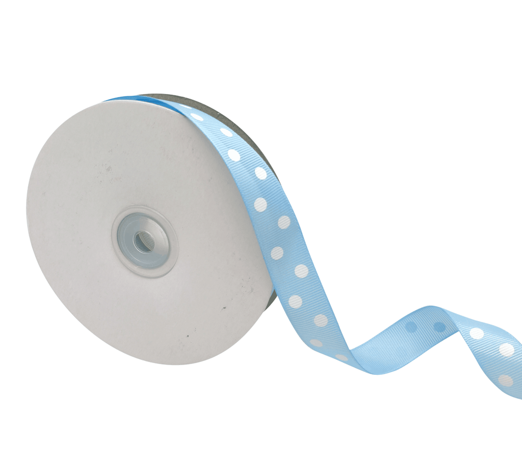 BABY BLUE WITH WHITE ARIA DOTS RIBBON (20MM | 45MTR)